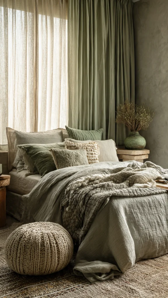 Layered Sage Textiles Make Rooms Look Bigger