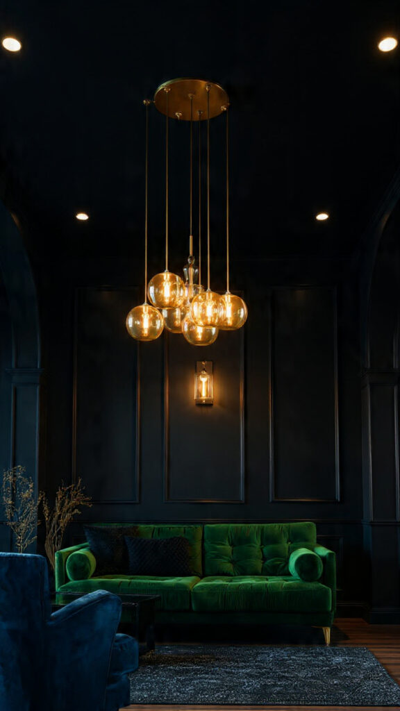 Dramatic Black Ceiling Treatment