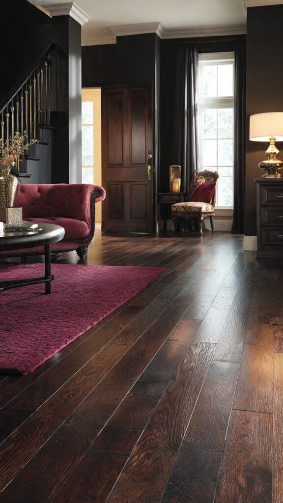 Dark Hardwood or Stained Concrete Floors