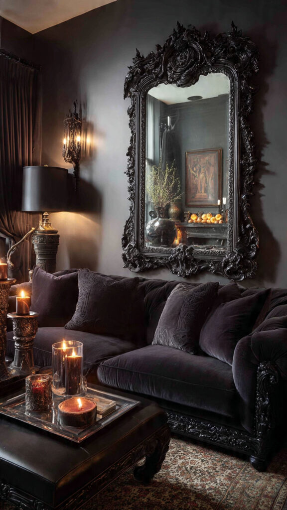 Mirrors with Ornate Dark Frames