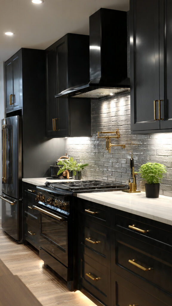 Dark Kitchen with Matte Black Appliances
