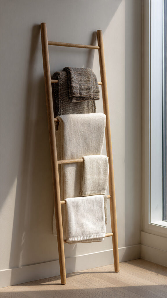 Wooden Ladder Display for Textiles