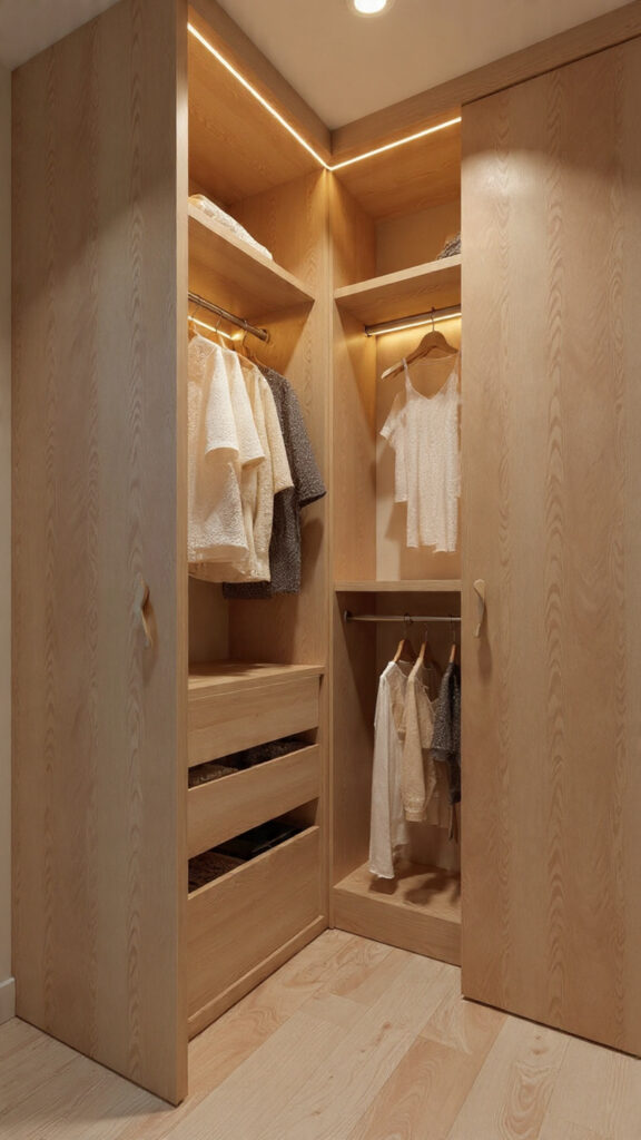 Built-In Minimalist Closet with Hidden Storage