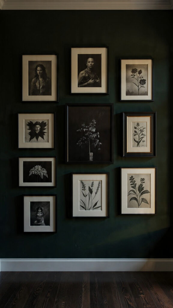 Gallery Wall with Dark Frames