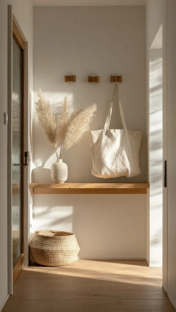 1. The Minimalist Entryway with Floating Shelves
