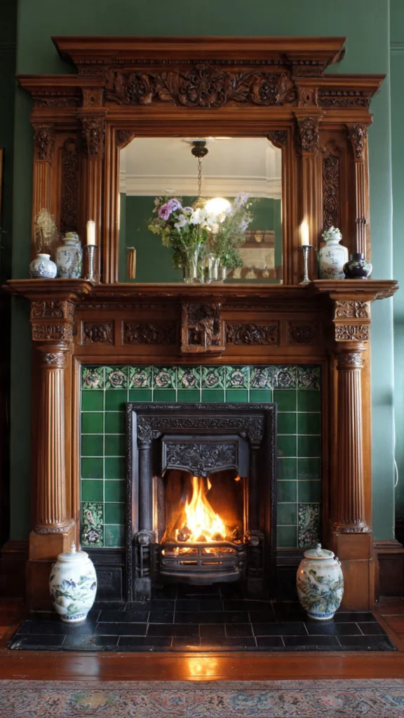 Elegant Fireplace Mantels with Ceramic Tile Surrounds