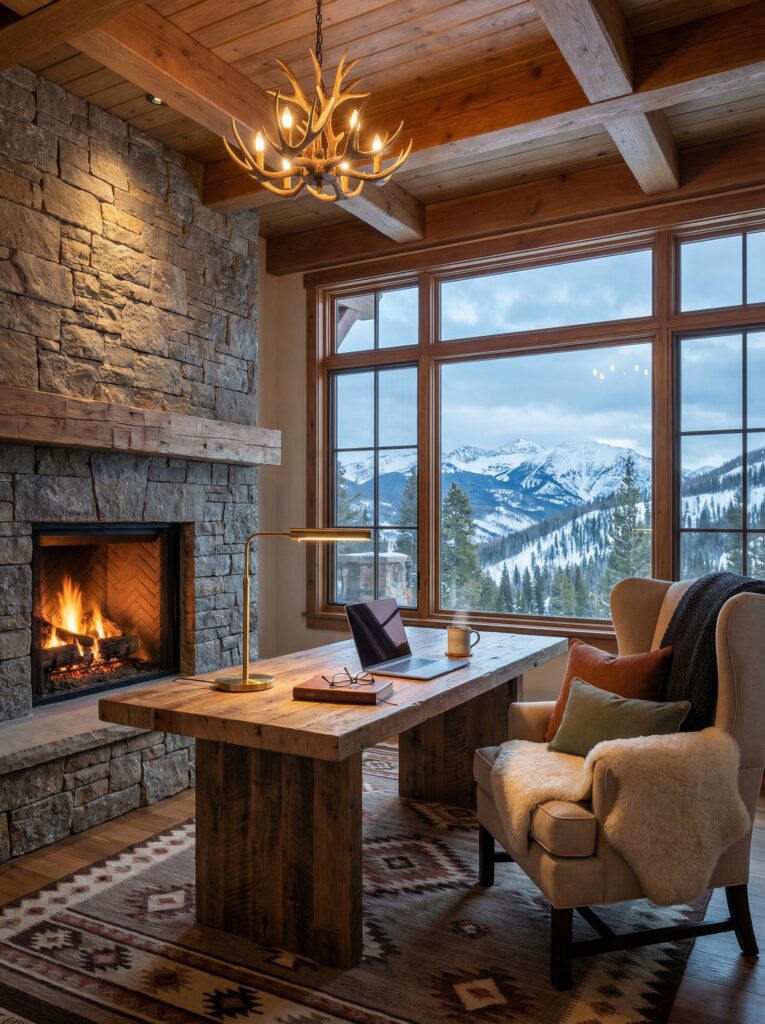 Fireside Home Office for Winter Productivity