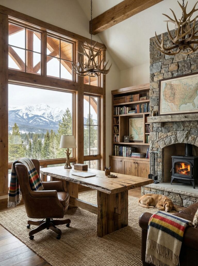 15 Rustic Mountain Home Office Designs