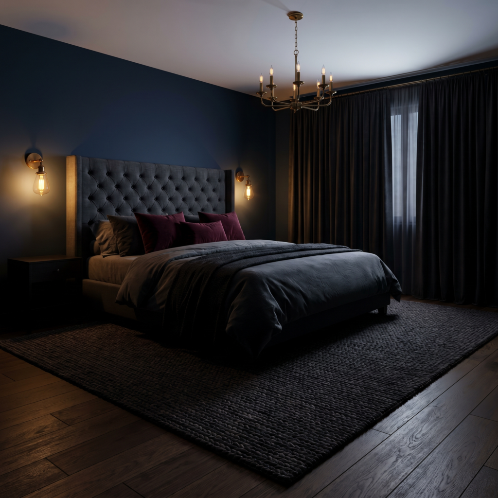 Dark and Cozy Modern Bedroom