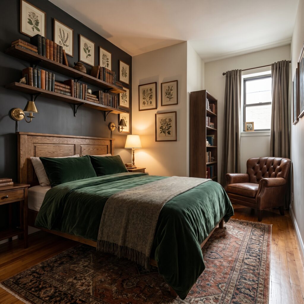 Idea 10: The Apartment-Friendly Small Space Solution – Dark Academia on a Budget
