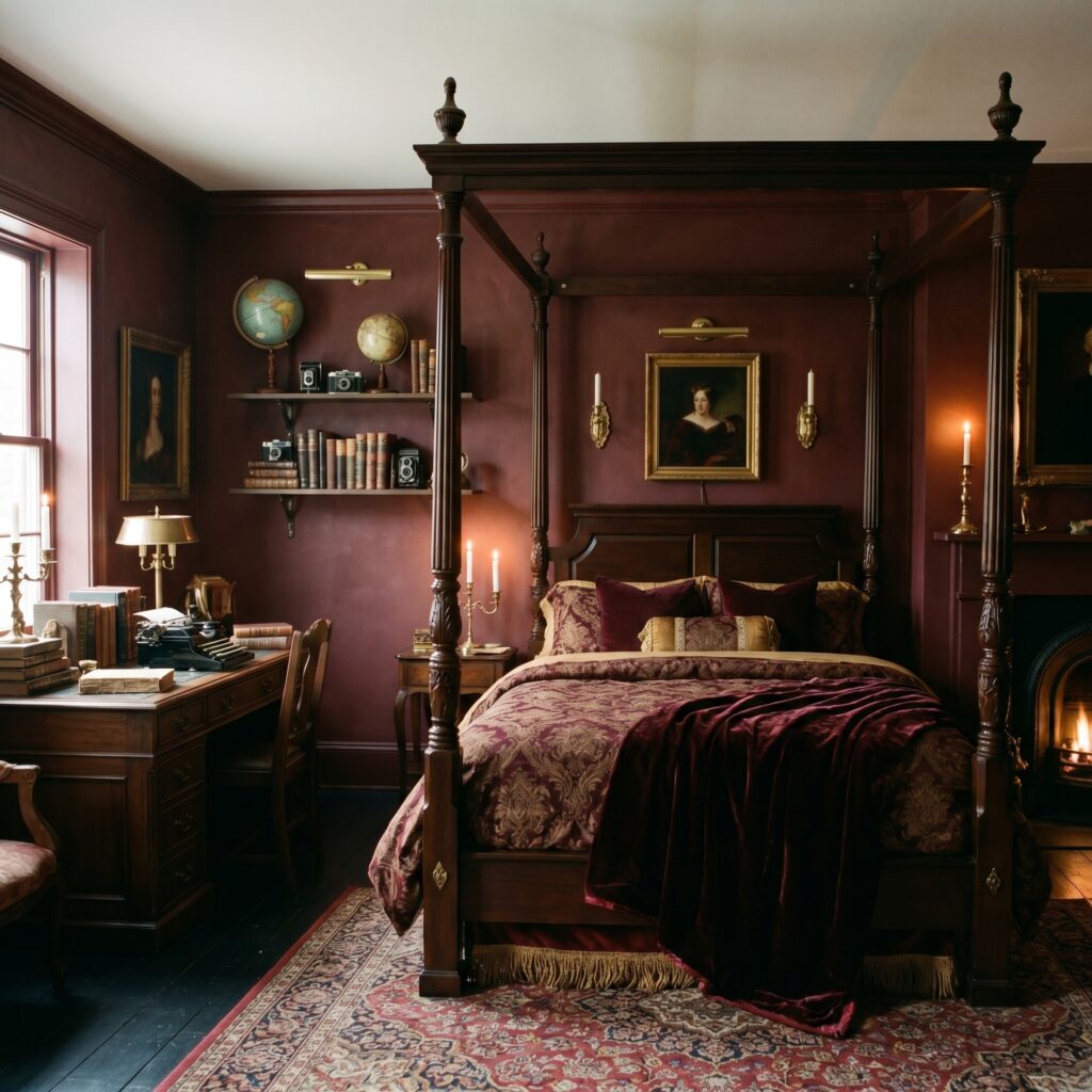 Idea 2: The Burgundy Literary Retreat – Rich Colors for Maximum Impact